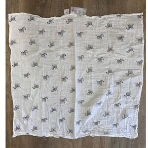 Amazing Baby Swaddle Blanket White Zebra Print Gauze Muslin